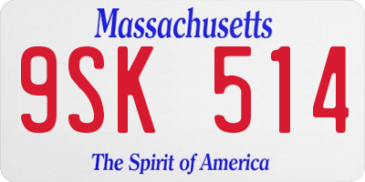MA license plate 9SK514