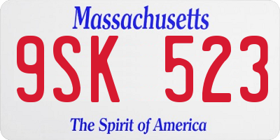 MA license plate 9SK523