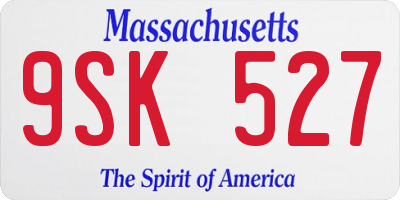 MA license plate 9SK527