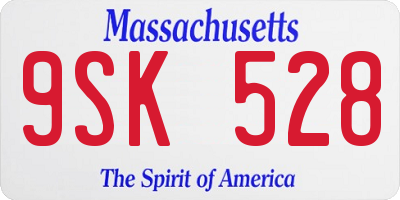 MA license plate 9SK528