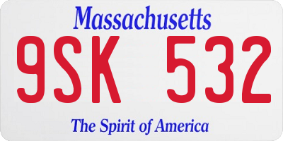 MA license plate 9SK532