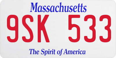 MA license plate 9SK533