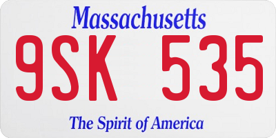 MA license plate 9SK535