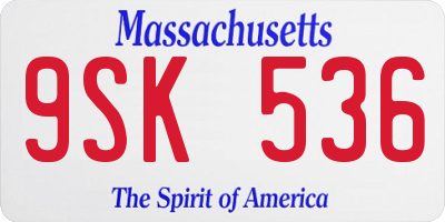 MA license plate 9SK536
