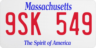 MA license plate 9SK549