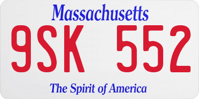 MA license plate 9SK552