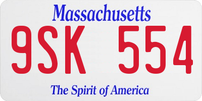 MA license plate 9SK554