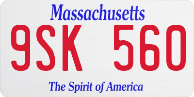 MA license plate 9SK560