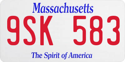 MA license plate 9SK583