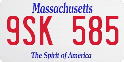 MA license plate 9SK585