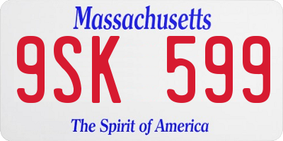 MA license plate 9SK599