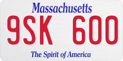 MA license plate 9SK600