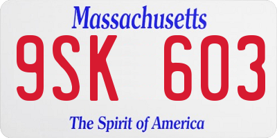 MA license plate 9SK603