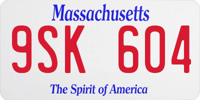 MA license plate 9SK604