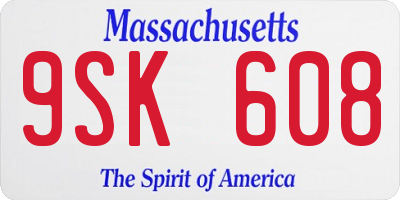 MA license plate 9SK608