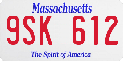 MA license plate 9SK612