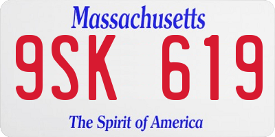 MA license plate 9SK619