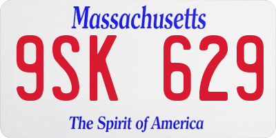 MA license plate 9SK629
