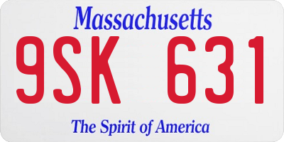 MA license plate 9SK631