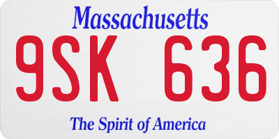 MA license plate 9SK636