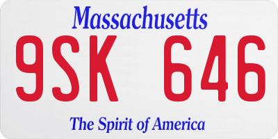 MA license plate 9SK646