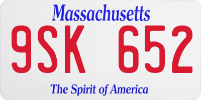MA license plate 9SK652