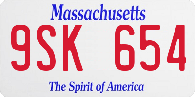 MA license plate 9SK654