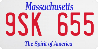 MA license plate 9SK655