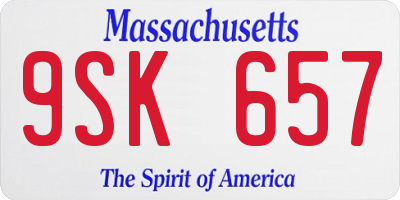 MA license plate 9SK657