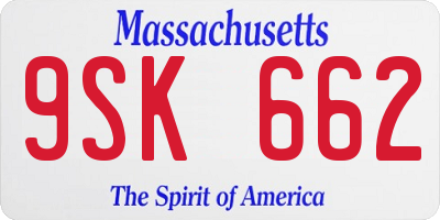 MA license plate 9SK662
