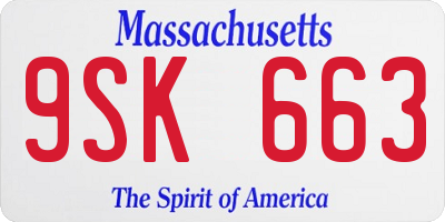 MA license plate 9SK663