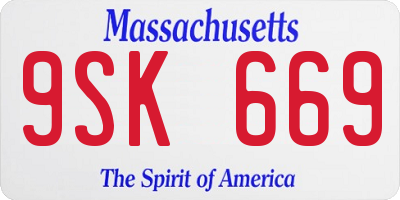 MA license plate 9SK669