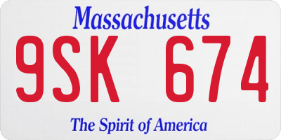 MA license plate 9SK674