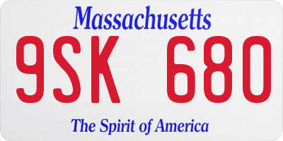 MA license plate 9SK680