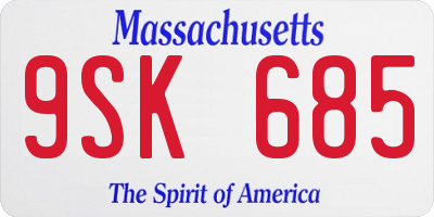MA license plate 9SK685