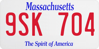 MA license plate 9SK704