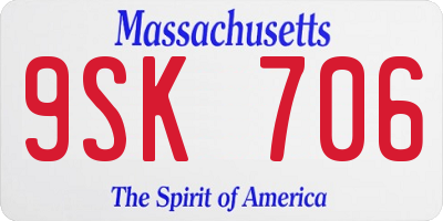 MA license plate 9SK706