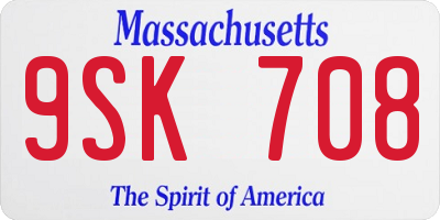 MA license plate 9SK708