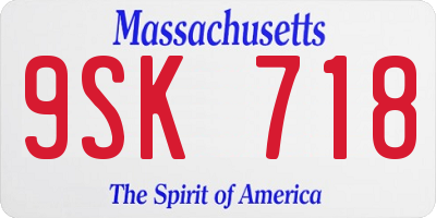 MA license plate 9SK718