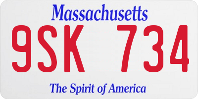 MA license plate 9SK734