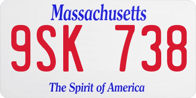 MA license plate 9SK738