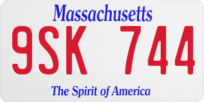 MA license plate 9SK744