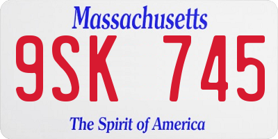 MA license plate 9SK745