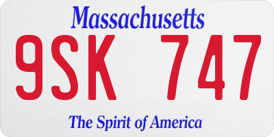 MA license plate 9SK747