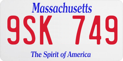 MA license plate 9SK749