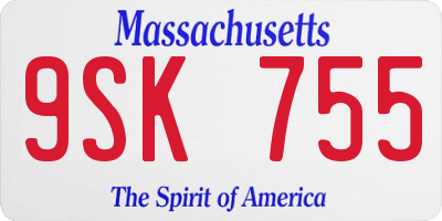 MA license plate 9SK755