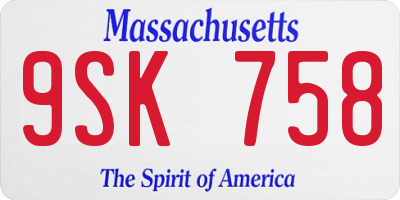 MA license plate 9SK758