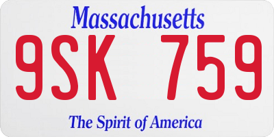 MA license plate 9SK759