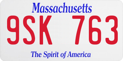MA license plate 9SK763