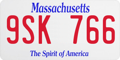 MA license plate 9SK766